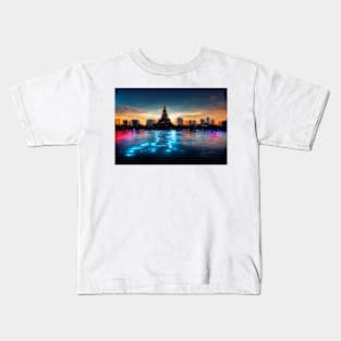 Neon Bangkok City Skyline In Neonlight / Thailand Bangkok Kids T-Shirt